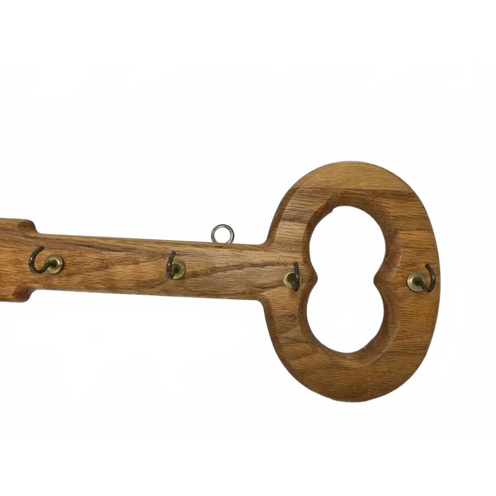 Vintage Wooden Skeleton Key Wall Rack 6 Hooks Vermillion Wood Products